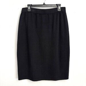 St. John Collection Black Knit Midi Pencil Skirt Women’s Size 14 Pull-On